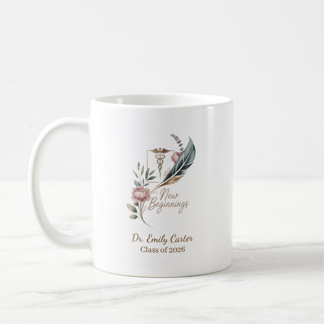 Personalized Doctor Graduation New Beginnings Coffee Mug (Left)
