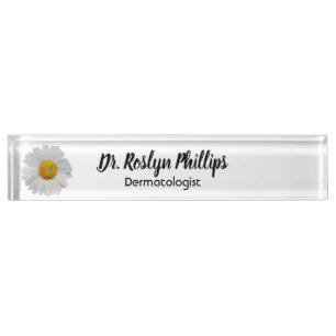 Personalized Doctor Name Plate with Daisy Graphic