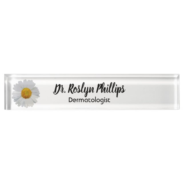 Personalized Doctor Name Plate with Daisy Graphic (Front)