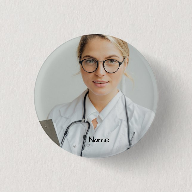 Personalized Doctor Photo and Name  1 Inch Round Button (Front)