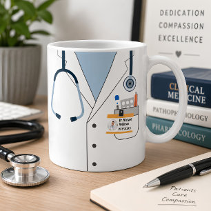 Personalized Doctor White Coat Stethoscope Medical Coffee Mug