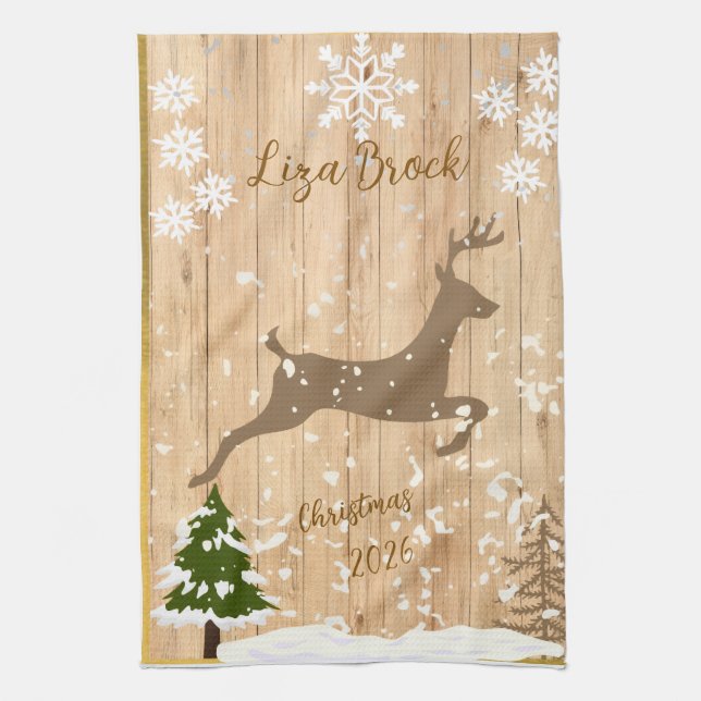 Personalized doe Christmas bauble Kitchen Towel (Vertical)
