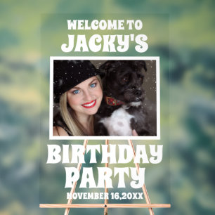 Personalized Dog Birthday Party Photo Welcome Acrylic Sign