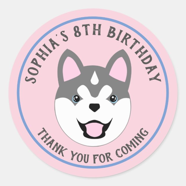 Personalized Dog Birthday Party Stickers (Front)