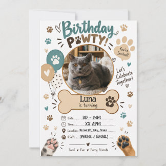 Personalized Dog & Cat Birthday Party Invite