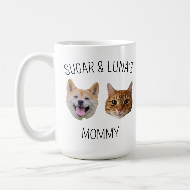 Personalized Dog Cat Face Mug, Mug gift for Mom (Left)
