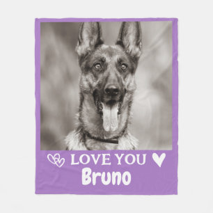 Personalized Dog Cat Violet Photo Pet Gift Owners Fleece Blanket