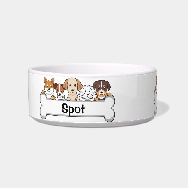 Personalized Dog/Cat with Bone  Bowl (Left)