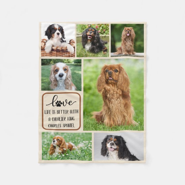 Personalized Dog, Cavalier King Charles Spaniel Fleece Blanket (Front)