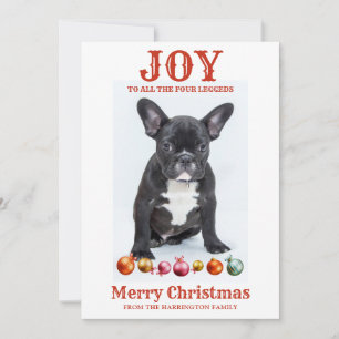 Personalized Dog Christmas Joy To Four Leggeds Holiday Card