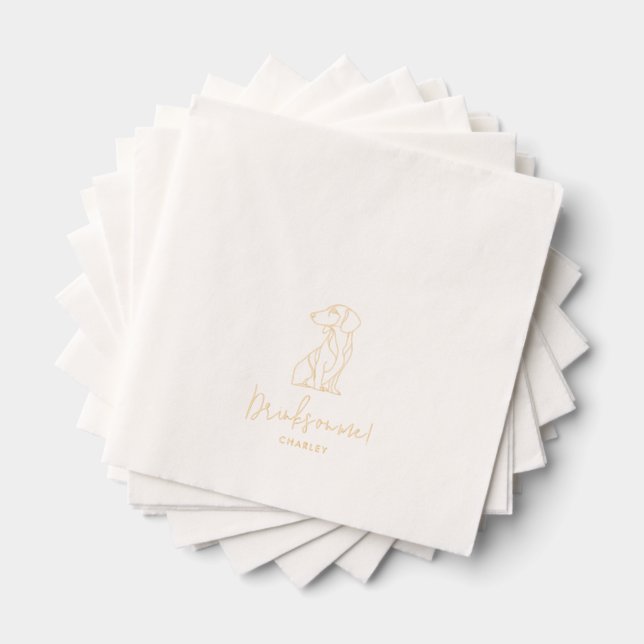 Personalized Dog Dachshund Pet Wedding Gold Foil Napkins (Insitu (Stacked))