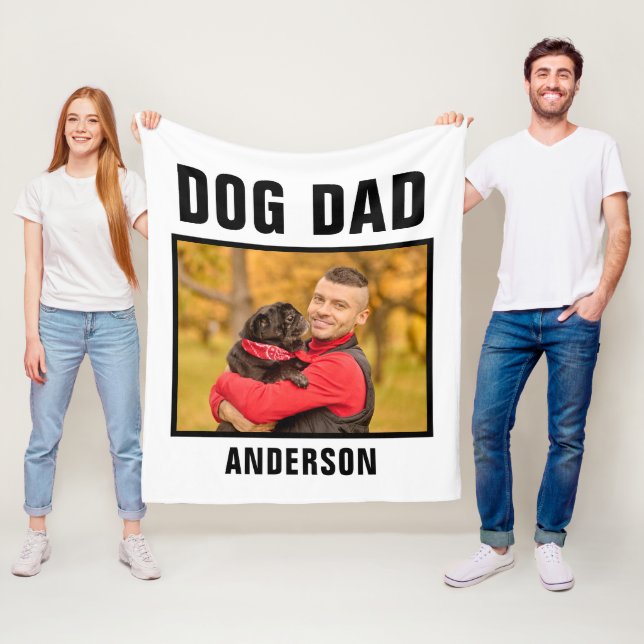 Personalized Dog Dad Custom Photo Fleece Blanket (In Situ)