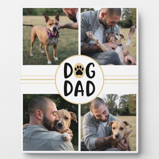 Personalized Dog Dad Four Photo  Plaque (Front)