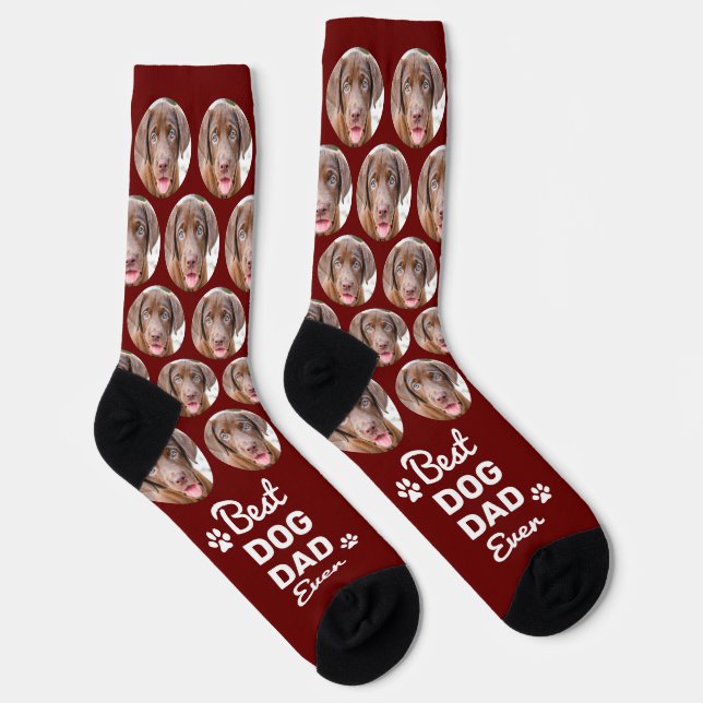 Personalized DOG DAD Fun Cool Pet Photo Collage Socks (Right)