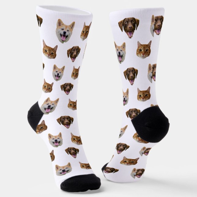 Personalized Dog Face, Dog Cat Mom Photo Gift  Socks (Angled)