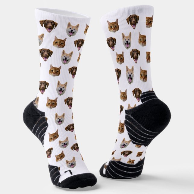 Personalized Dog Face, Dog Cat Mom Photo Gift  Socks (Angled)