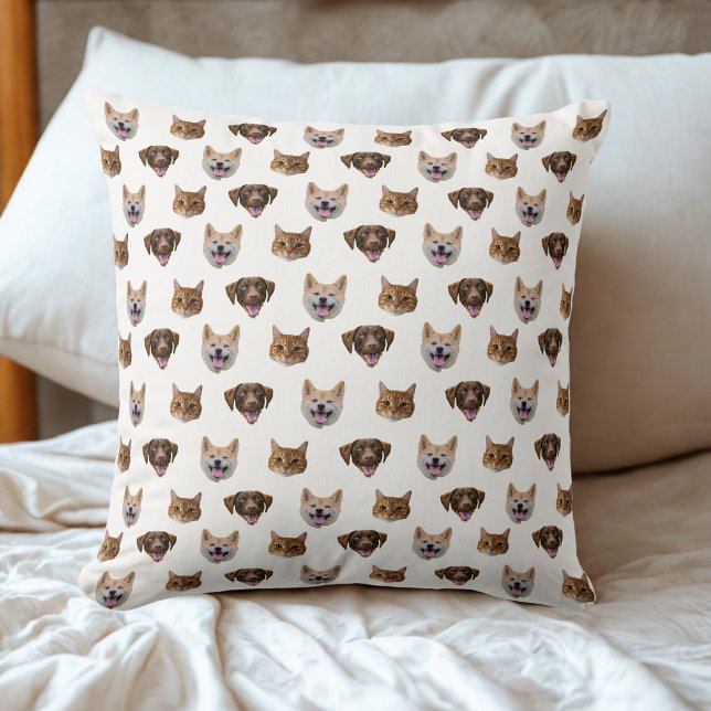 Personalized Dog Face, Dog Cat Mom Photo Gift  Throw Pillow (Creator Uploaded)