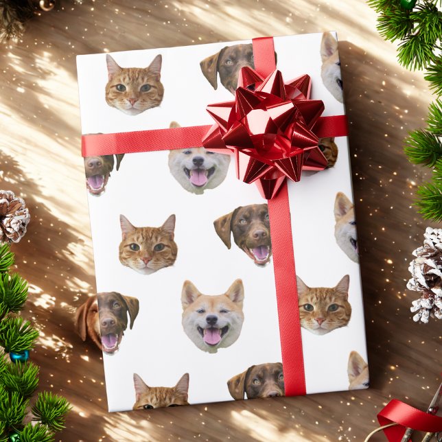 Personalized Dog Face, Dog Cat Mom Photo Gift  Wrapping Paper (Creator Uploaded)