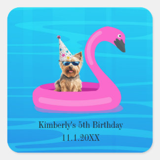 Personalized Dog Floatie Square Sticker