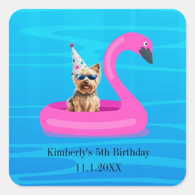 Personalized Dog Floatie Square Sticker (Front)