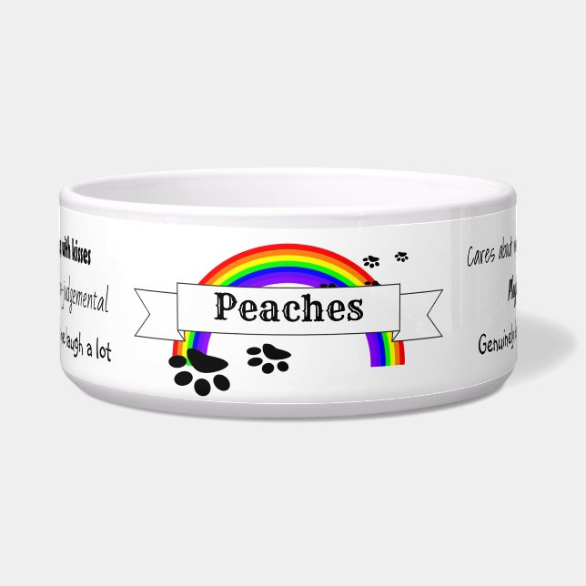 Personalized Dog Food Bowl - Rainbow - HAMbWG (Front)