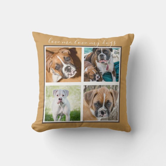 Personalized Dog Gifts -  Brown Custom Dog Photo Throw Pillow (Front)