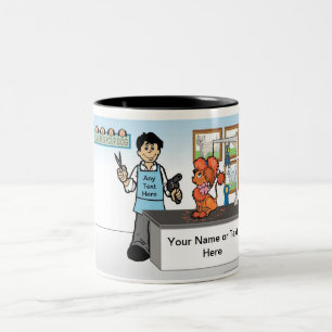 Personalized Dog Groomer - Male Cartoon Two-Tone Coffee Mug