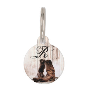 Personalized Dog ID Tag Boots Country Rustic Weste