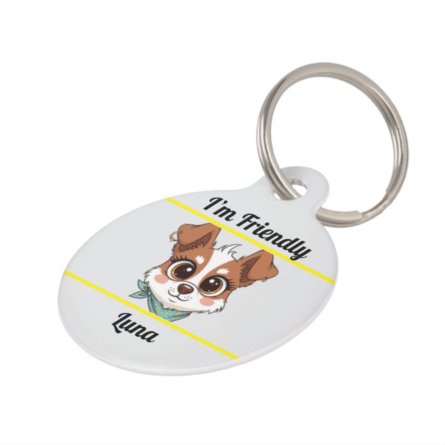 Personalized Dog ID Tag – Cute Cartoon Pet Tag (Side)