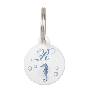 Personalized Dog ID Tag Seahorse Ocean Beach Water