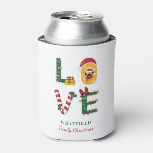 Personalized Dog LOVE Family Christmas Holiday Can Cooler