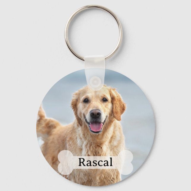 Personalized Dog Lover 2 Photo Keepsake Keychain (Front)