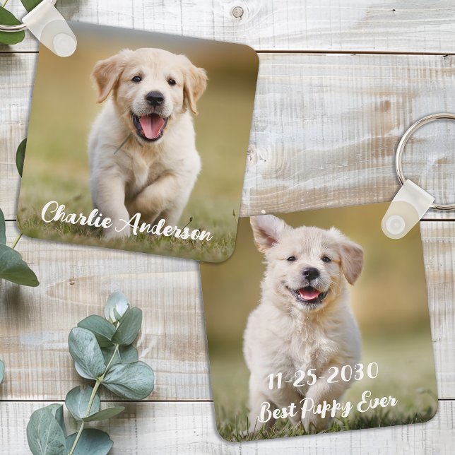 Personalized Dog Lover Keepsake Modern Pet Photo Keychain (Creator Uploaded)