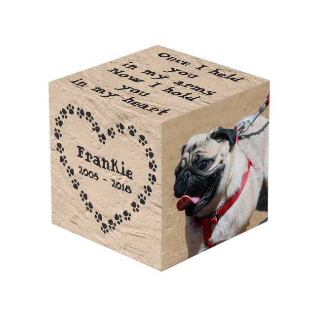 Personalized Dog Memorial Cube (Front Angled)