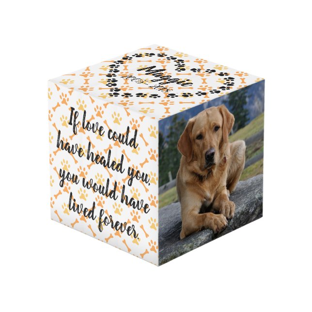 Personalized Dog Memorial Cube (Front Angled)