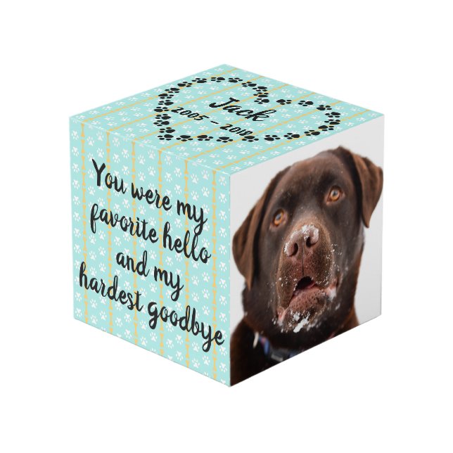 Personalized Dog Memorial Cube (Front Angled)
