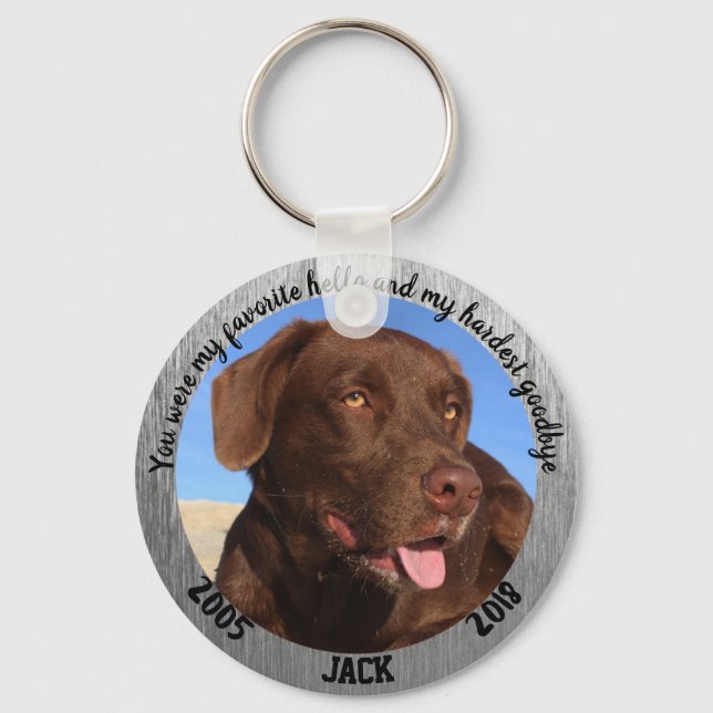 Personalized Dog Memorial My Favourite Hello Keychain (Front)