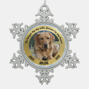 Personalized Dog Memorial No Longer By My Side Snowflake Pewter Christmas Ornament