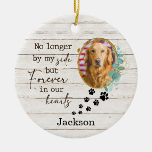 Personalized Dog Memorial Paw Prints Photo Ceramic Ornament