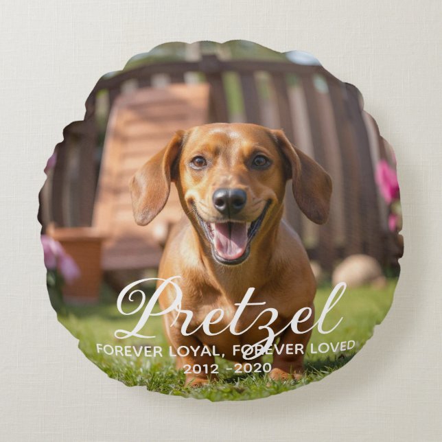 Personalized Dog Memorial Pet Loss  Round Pillow (Front)