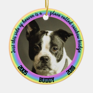 Personalized Dog Memorial Rainbow Bridge Christmas Ceramic Ornament