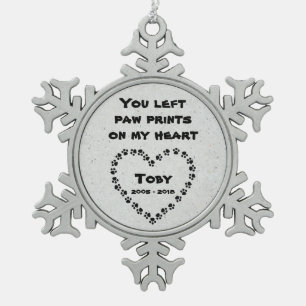 Personalized Dog Memorial Snowflake Pewter Christmas Ornament