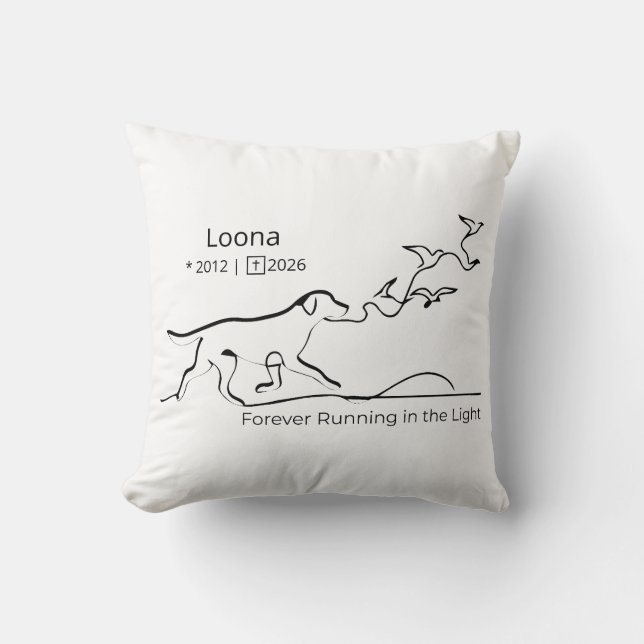 Personalized Dog Memorial Sympathy Line Art Throw Pillow (Front)
