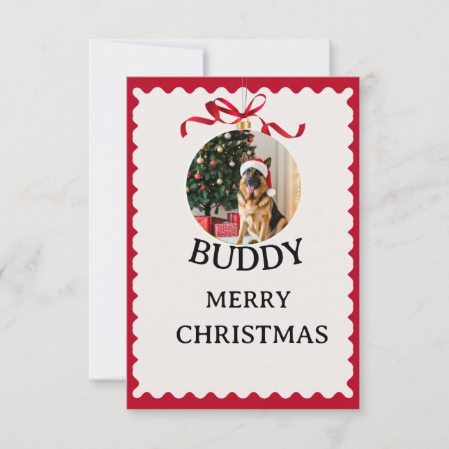Personalized Dog Merry Christmas Photo Card (Front)