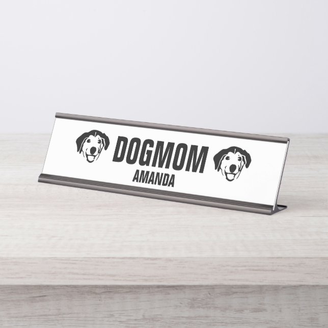 Personalized Dog Mom Custom Desk Name Plate (Front)