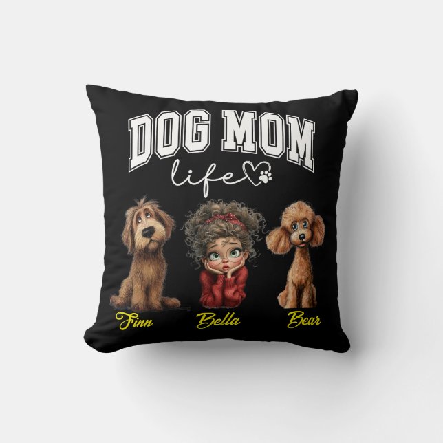 Personalized Dog Mom – Happy Mother’s Day Throw Pillow (Front)