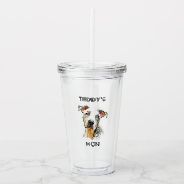 Personalized Dog Mom Photo Acrylic Tumbler  (Front)