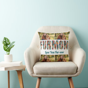 Personalized Dog Mom Photo Collage Furmom Gift Throw Pillow