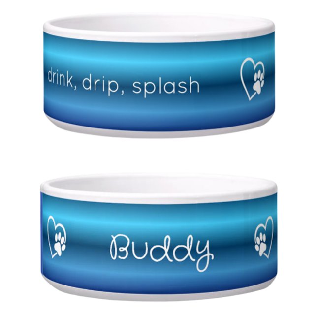 Personalized Dog Name Bowl Blue drink drip splash (Creator Uploaded)