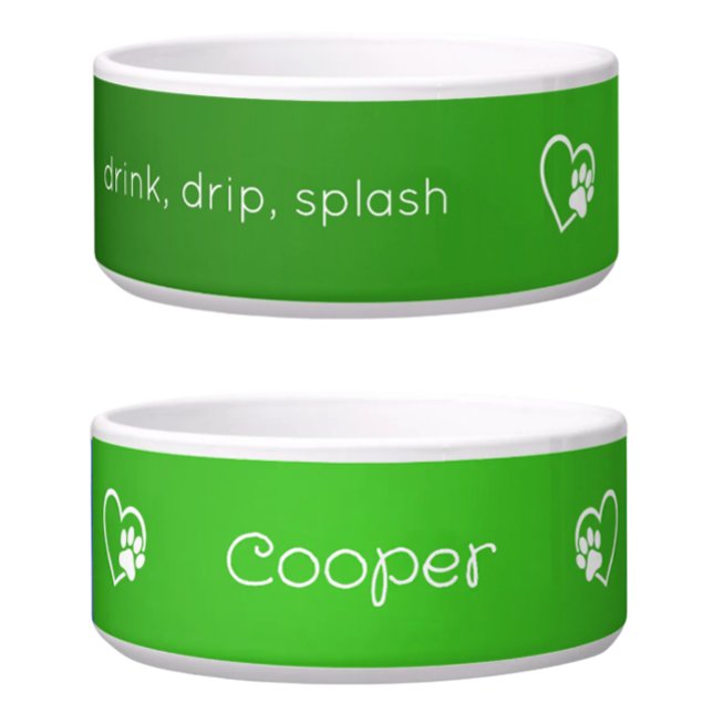 Personalized Dog Name Bowl Green drink drip splash (Creator Uploaded)